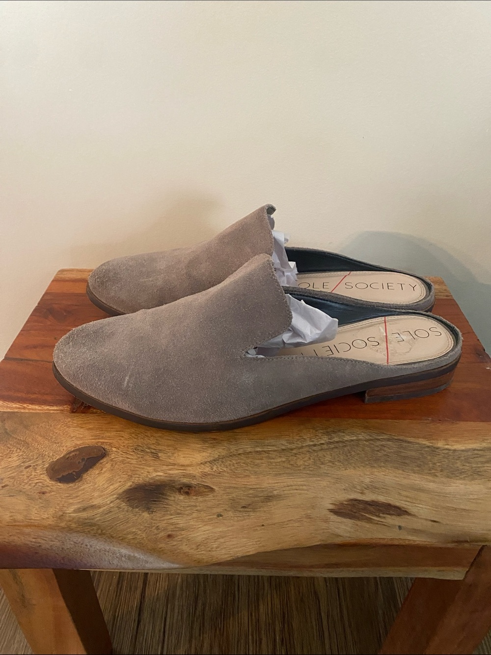 Sole Society gray/tan suede mules. Size 9.5 women’s slip on - Picture 2 of 5